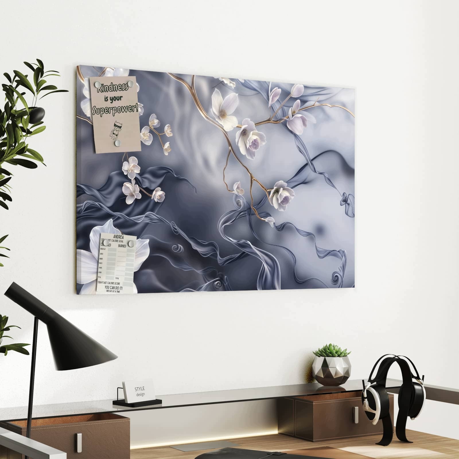 Magnetická tabule Vlny květin Jedwab 60 × 40 cm