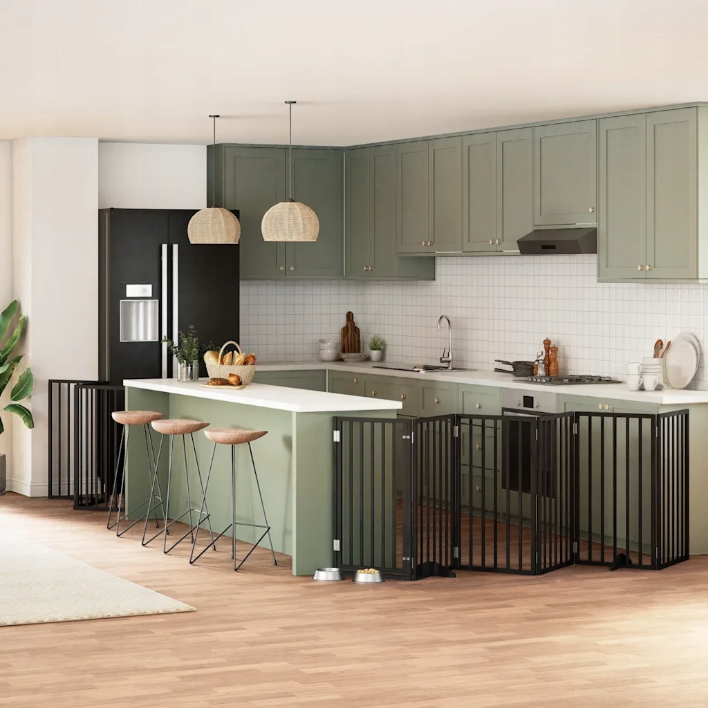 Zábrana pro psy s dvířky skládací 12 panelů černá 600 cm topol Černý 315554