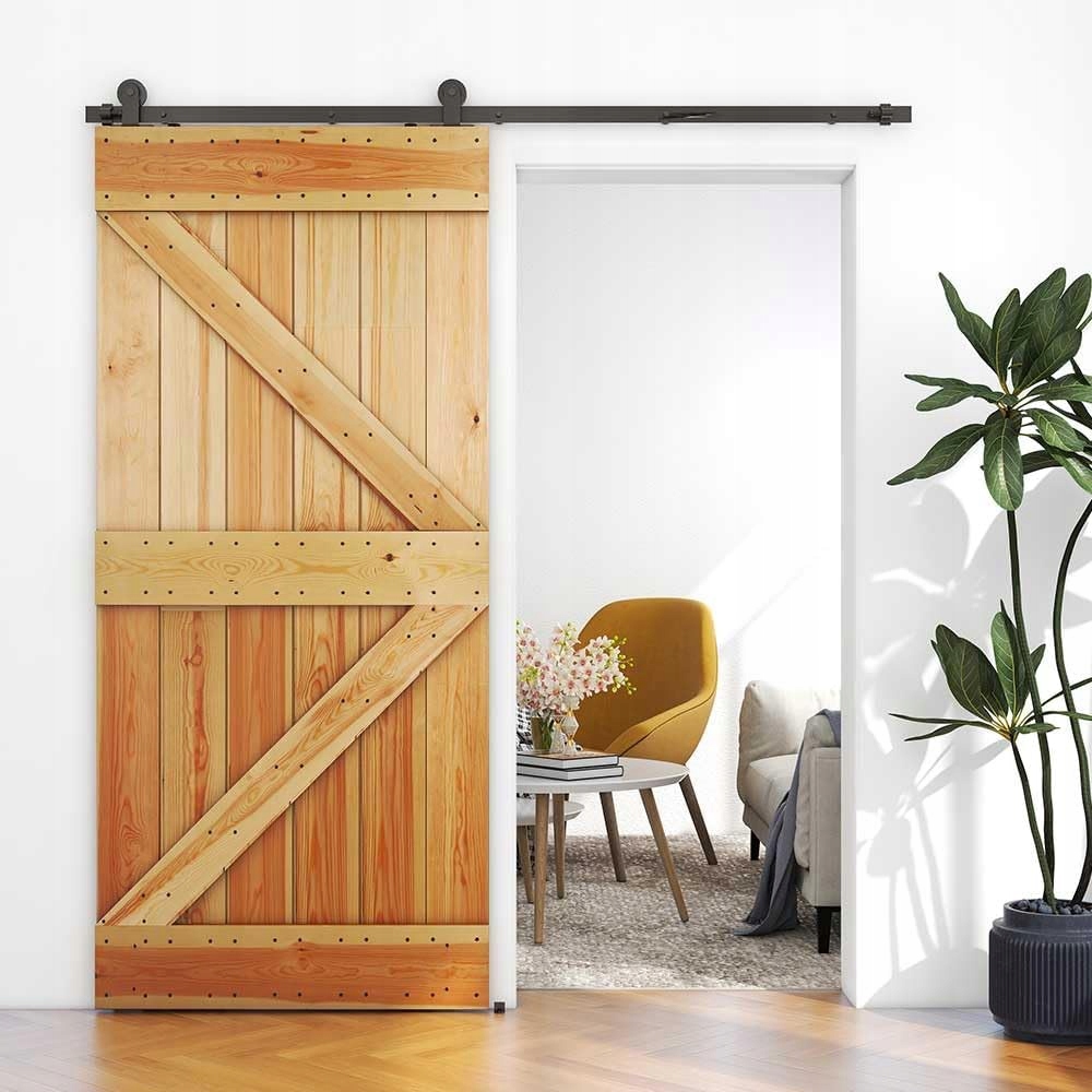 QINAIXQM Zestaw okuć do pojedynczych drzwi (889) Długość prowadnicy 1.55 m