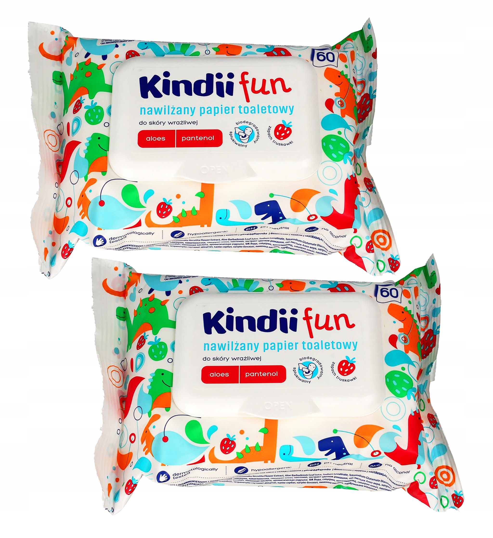 Kindii fun NAWILŻANY zapachowy PAPIER TOALETOWY MOKRE 120 chusteczek