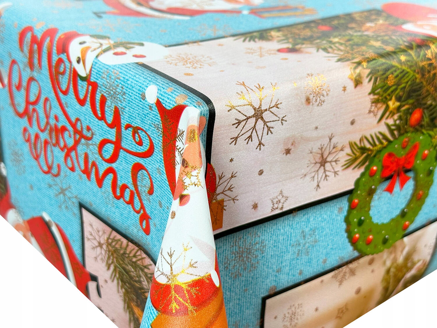 Cerata Świąteczna Na Wymiar Niebieska 10x137 cm Typ obrus