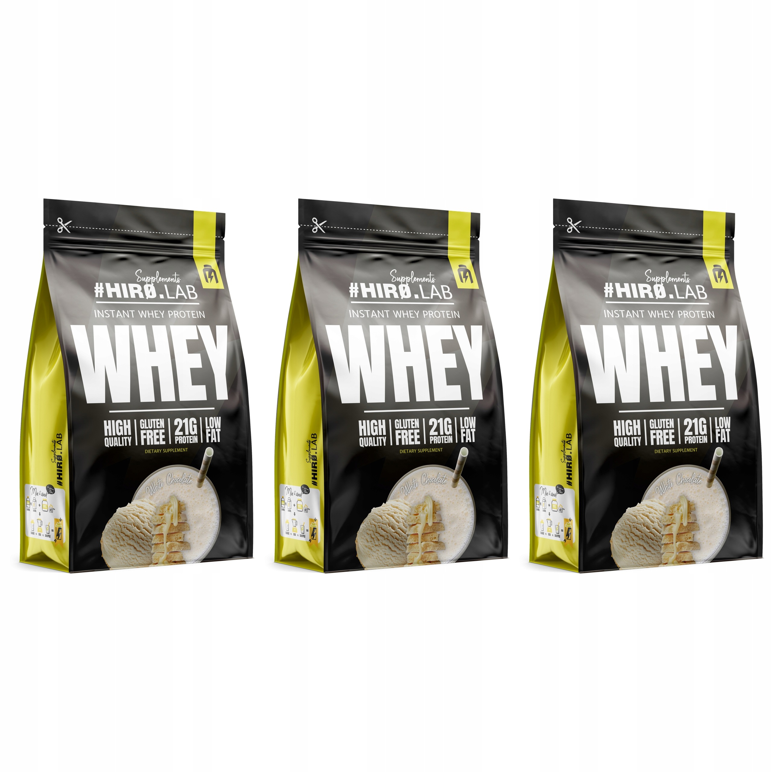 3x syrovátkový protein Wpc Instant Whey Protein 750 g Bílá Čokoláda Hiro