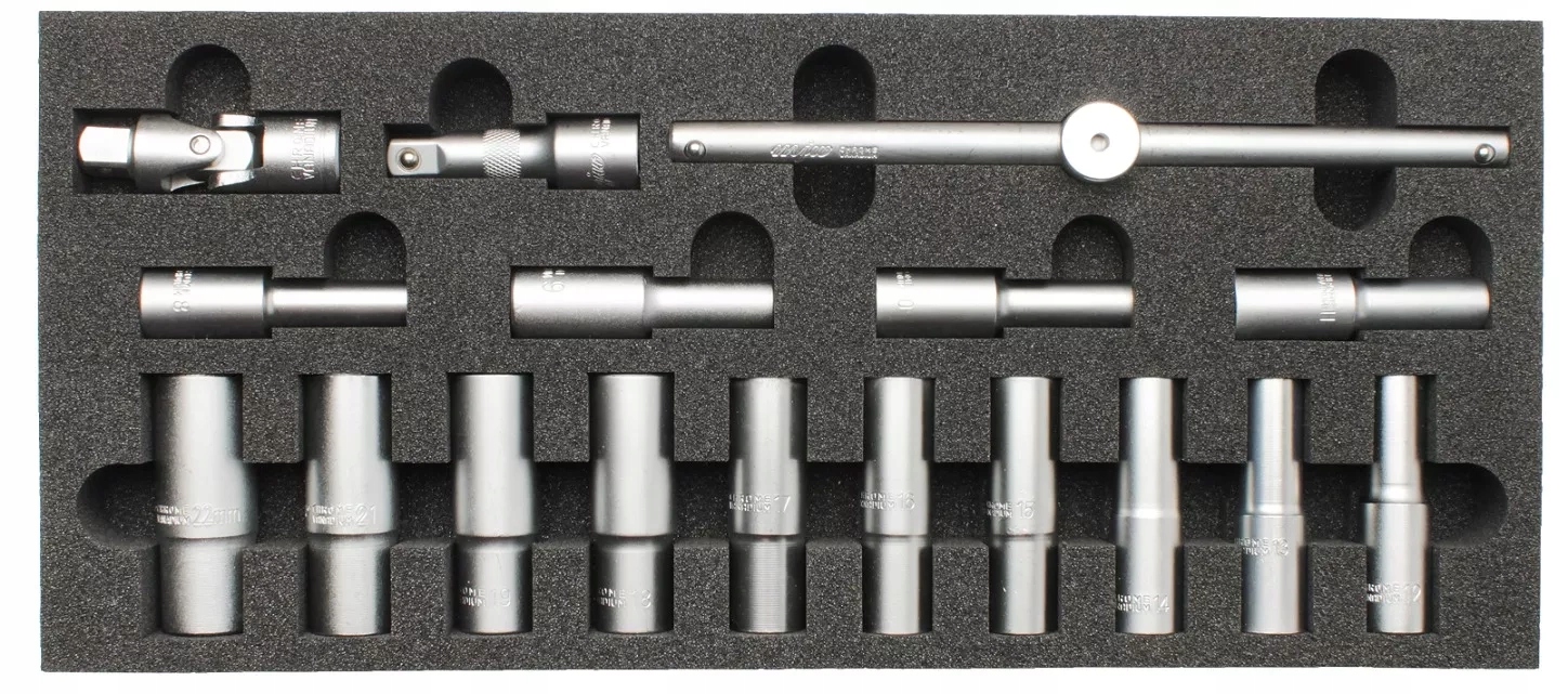 Vložka do boxu na nástavce dlouhá 1/2 a příslušenství 17 prvků Mjw