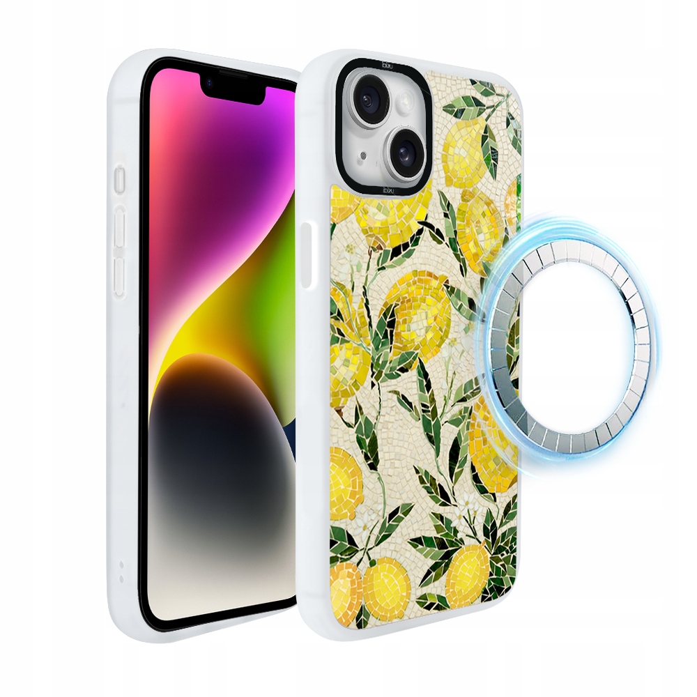 Pouzdro pro iPhone 14 Ibizu DropGuard Matt s MagSafe, Citronové háje, bílé