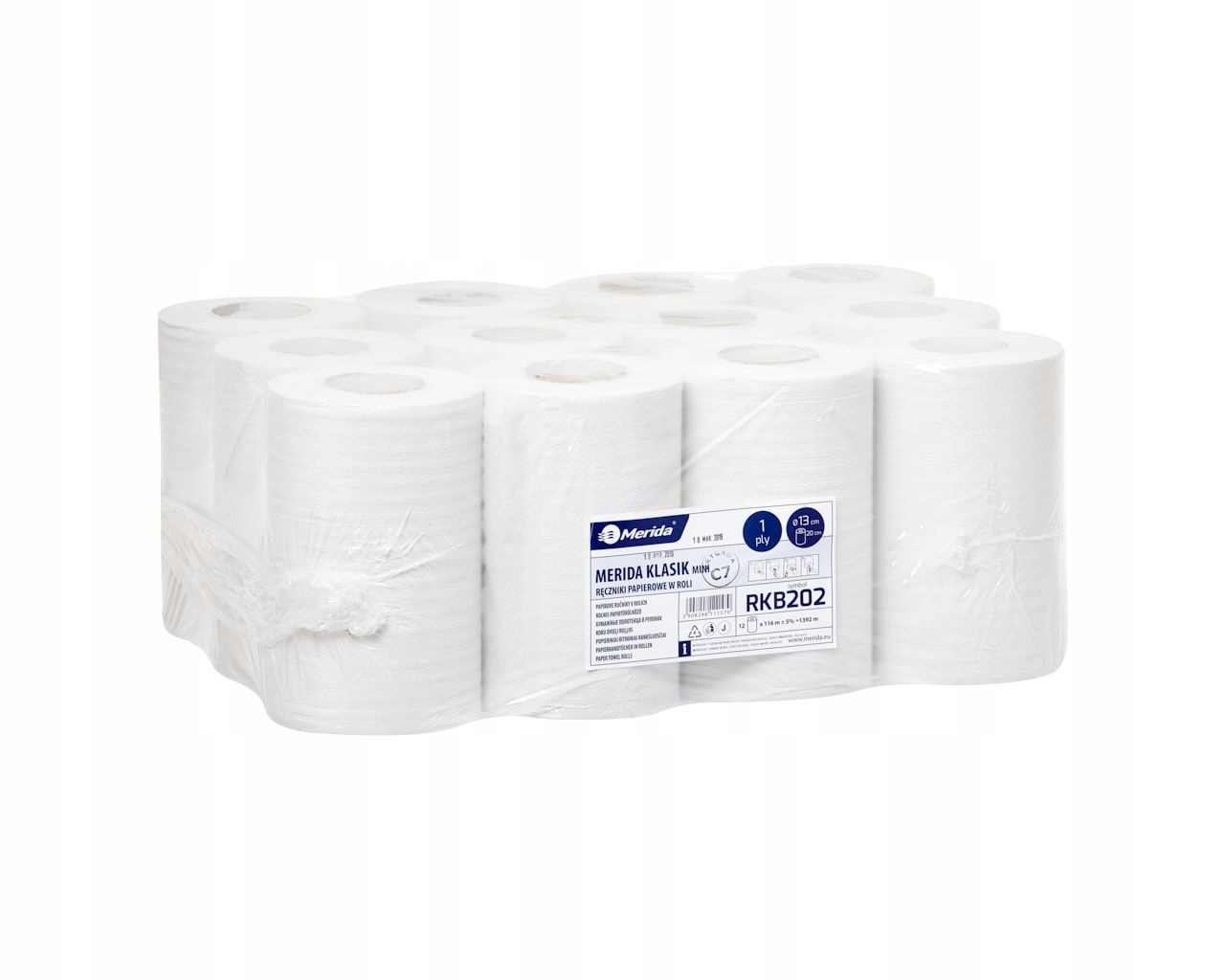 Levně Merida RKB202 Papírové ručníky v roli Classic Mini, bílé, průměr 13 cm