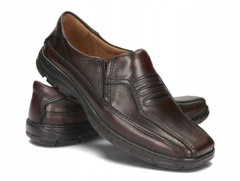 PÓŁBUTY MOKASYNY MĘSKIE SKÓRA BUTY 106 BRĄZ 39