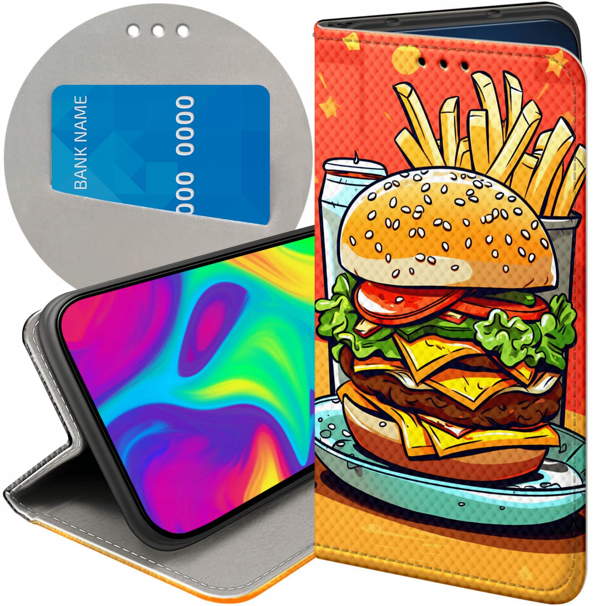 Etui Z Klapką Do Oppo RENO12 5G Hamburger Burgery Fast-food Jedzenie