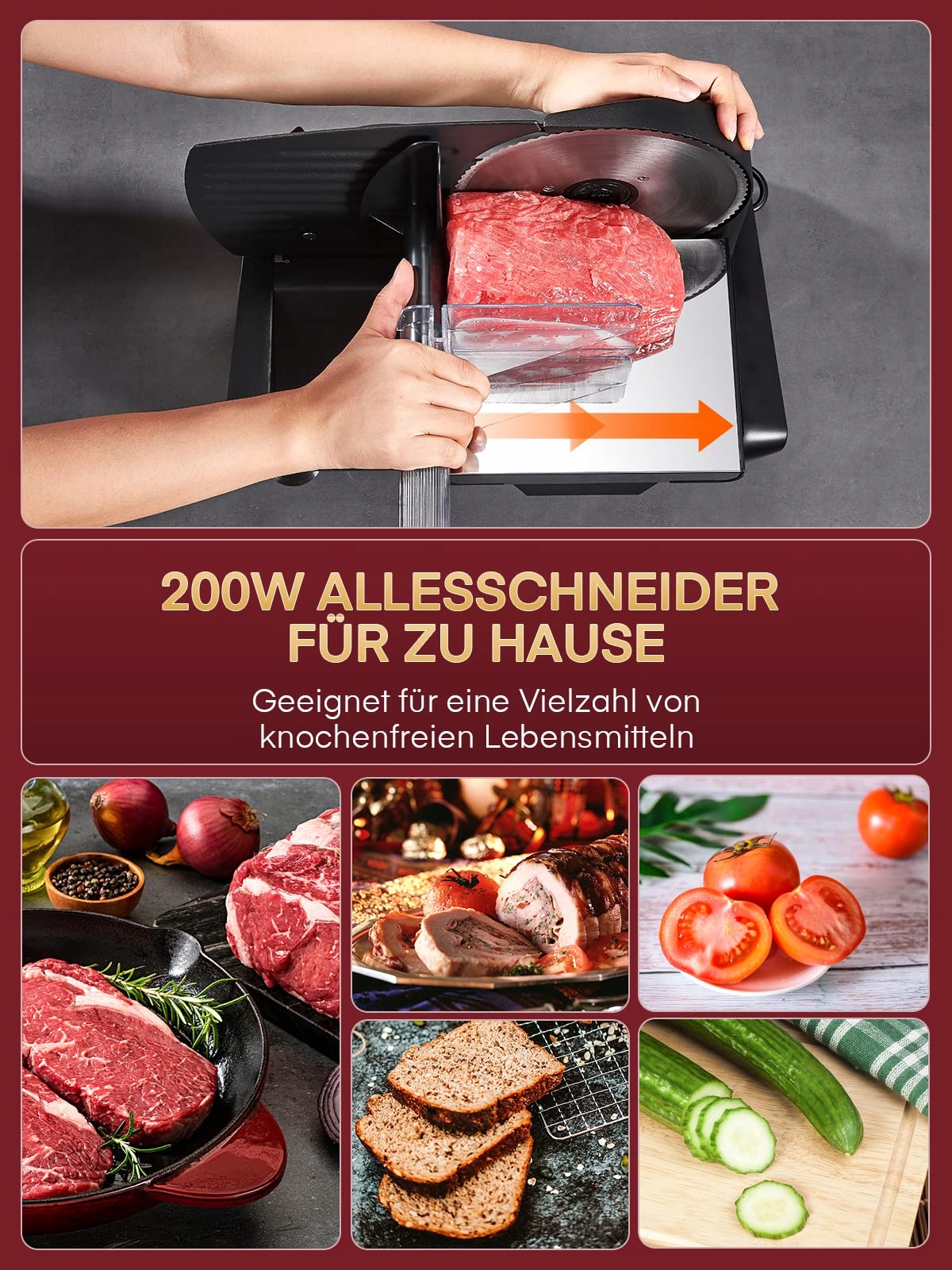 FOHERE 200W Elektryczna Krajalnica Do Chleba Mięsa Owoców — miniatura 2