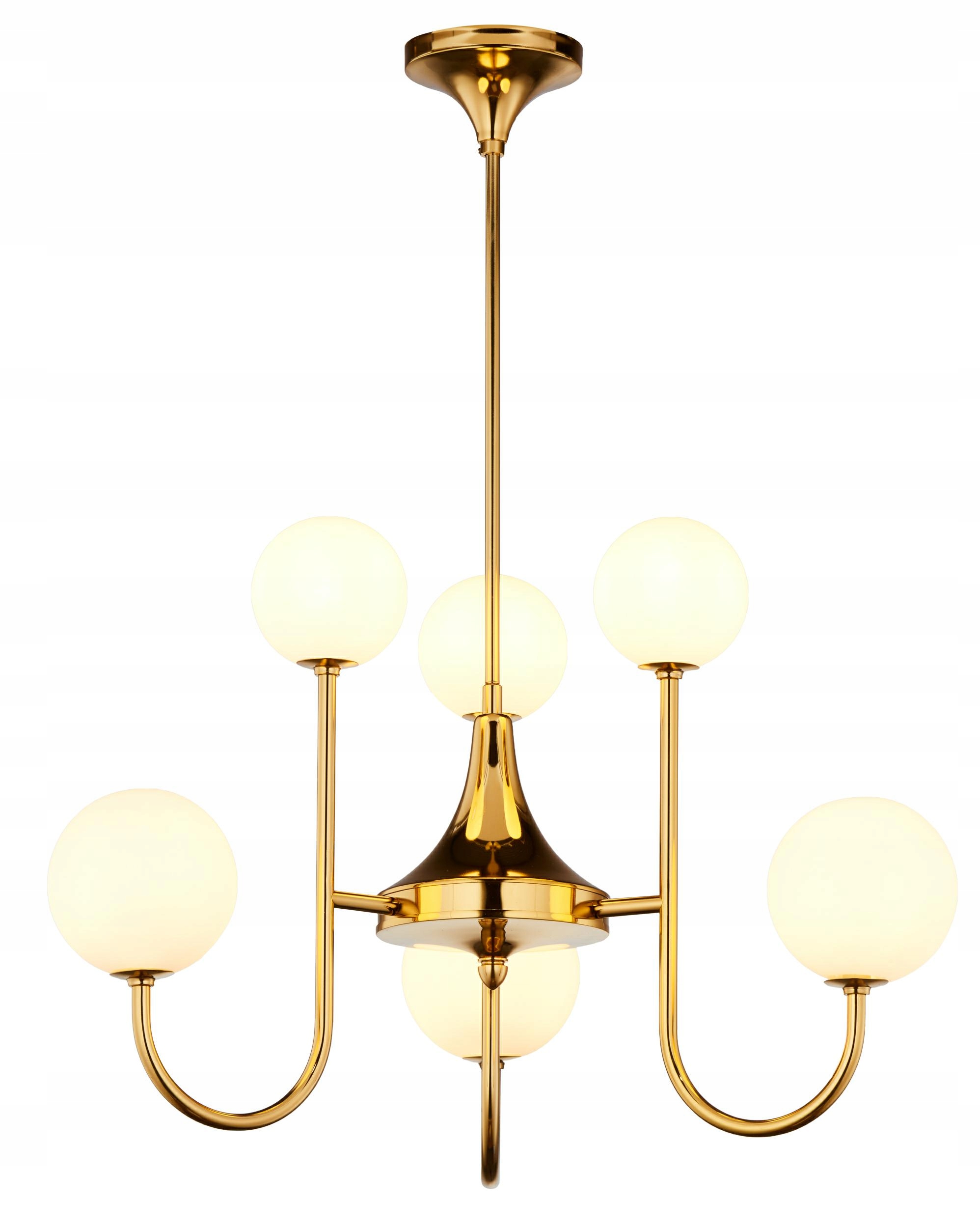 Lustr Selen Zlatý Bílý Skleněné Stínidla 6xG9 Závěsná lampa do obývacího pokoje Dům