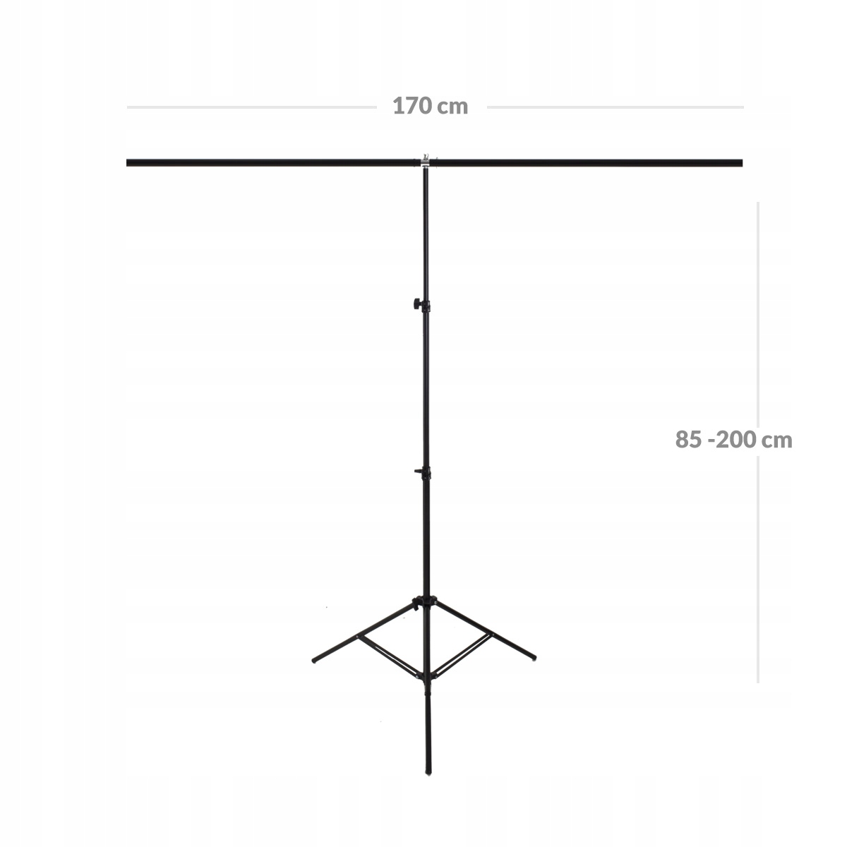 ZESTAW do TEŁ STATYW + POPRZECZKA TYP T 170cm + 3x KLIPS Szerokość tła 1.6 m