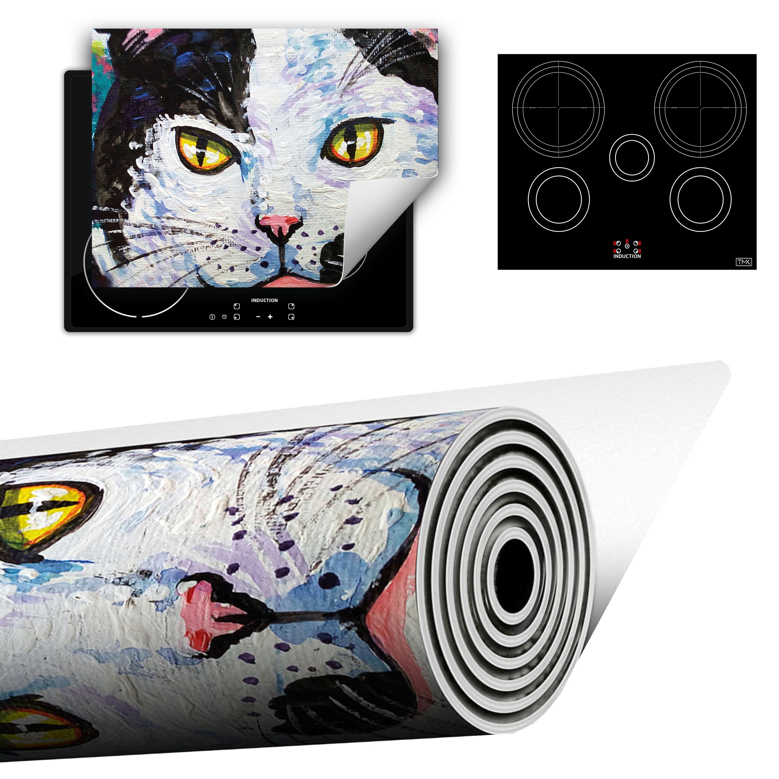 Vinylová Podložka Do Kuchyně Více Místa 70x52 barevná kočka