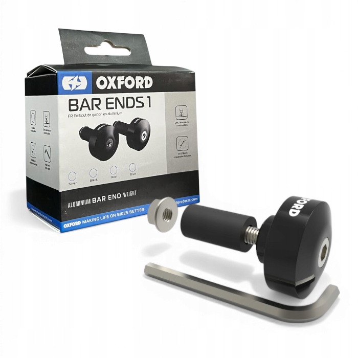 Ciężarki Końcówki Kierownicy Oxford BarEnds 1 Czarne 22mm