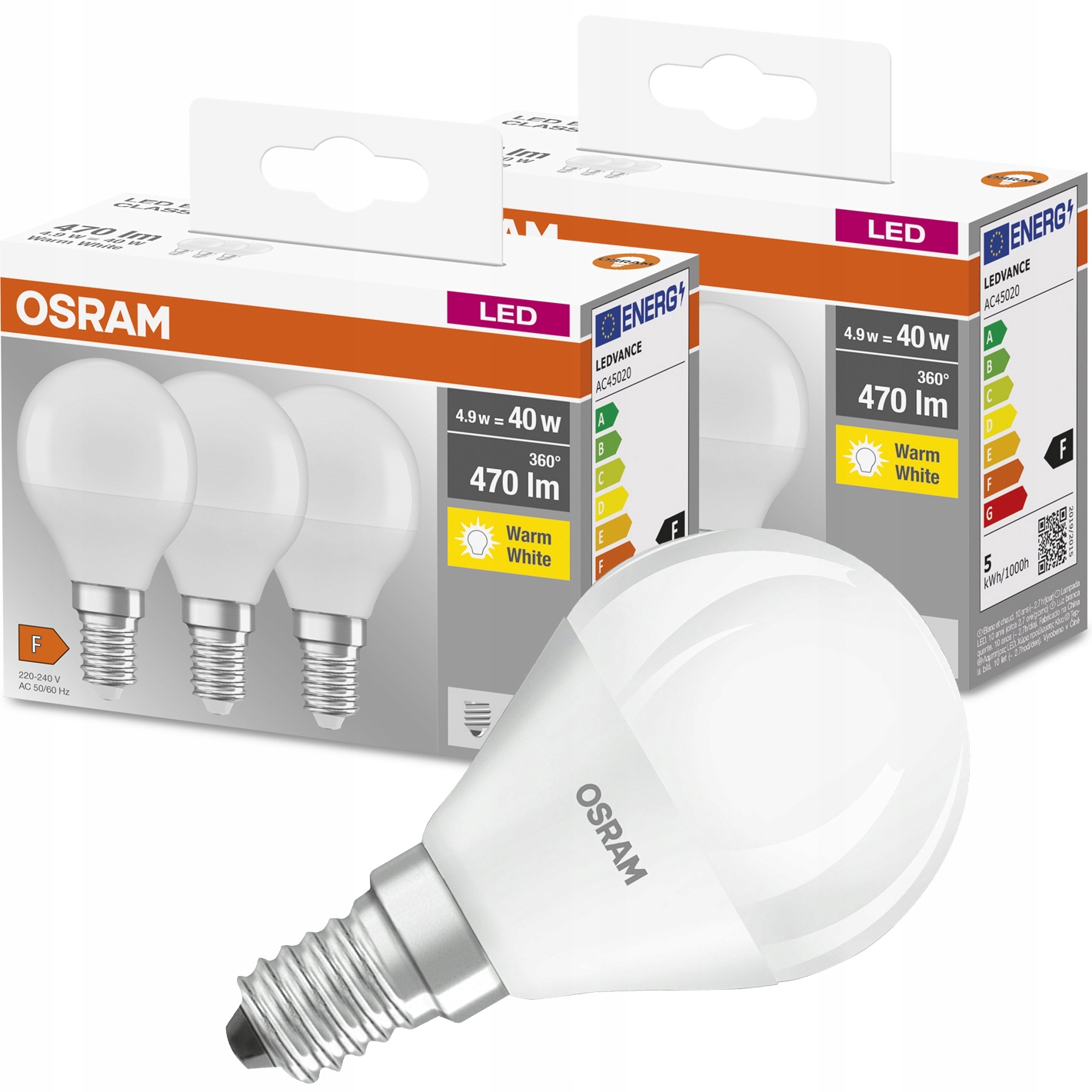 

Zestaw 6x Żarówka Led E14 kulka 5W 40W Osram