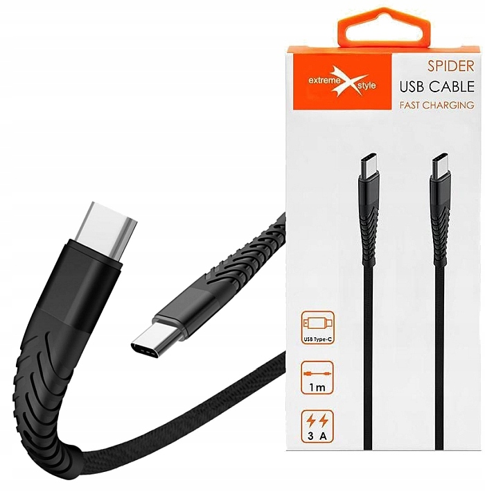

Wzmocniony kabel Spider Usb typ-C Usb typ-C 1m