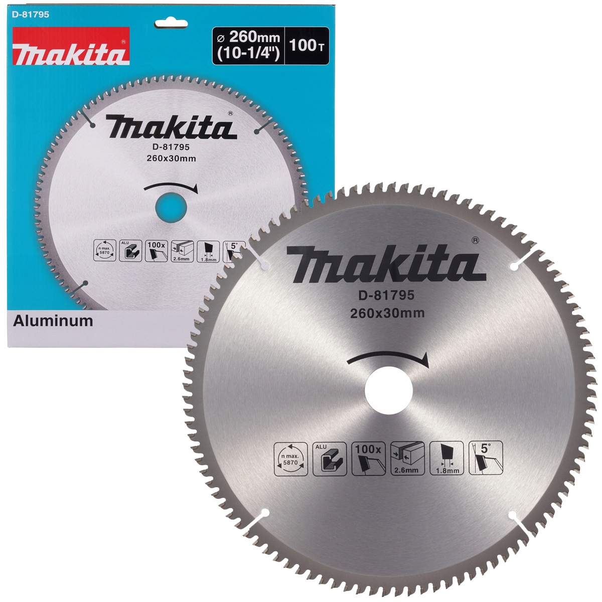 Makita Tarcza tnąca do aluminium metali nieżelaznych 260x30 mm 100Z D-81795