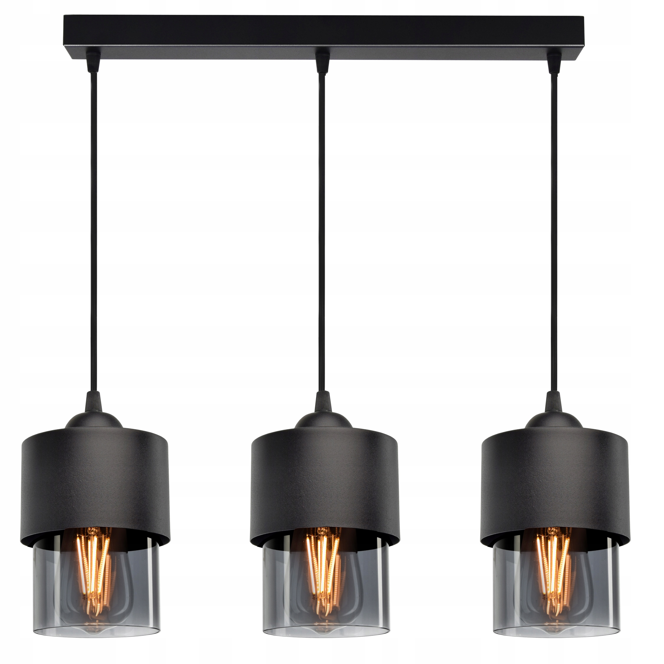 

Lampa Wisząca Żyrandol Klosze Metal Szkło Grafit