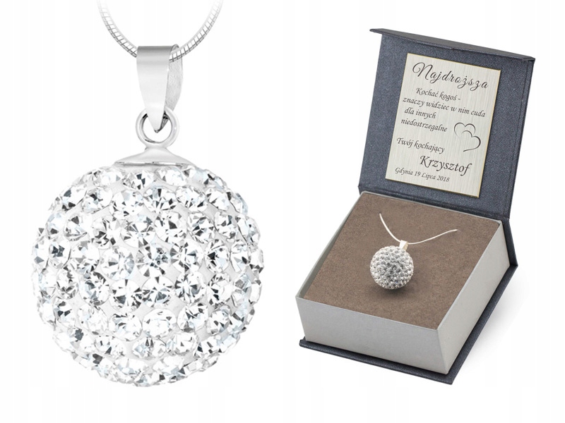 Stříbrný Set ryzost 925 Řetízek 55 cm a lesklý korálkový Přívěsek s Gravírování