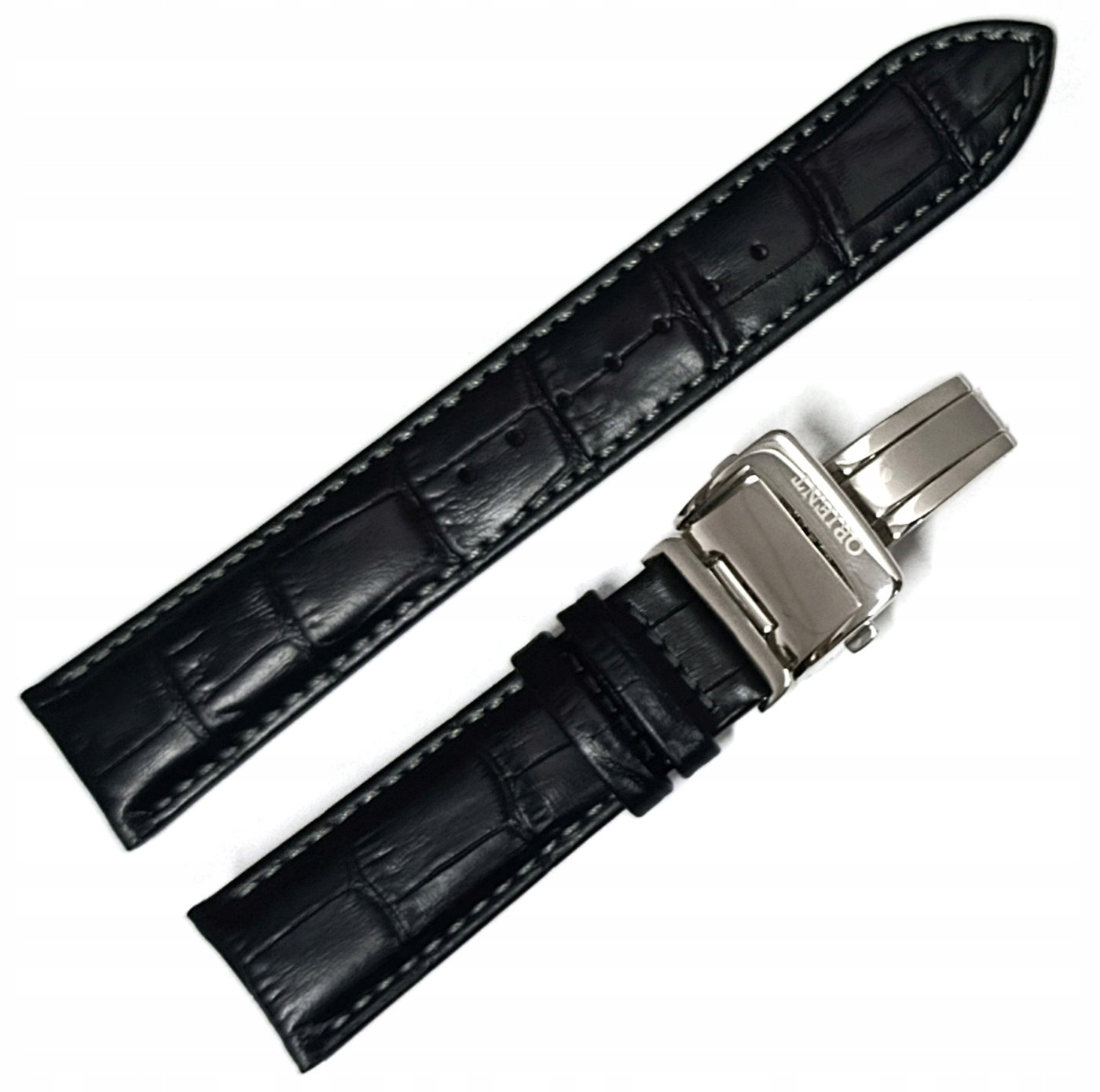 Originální Kožený Černý Matný Řemínek Na Hodinky Orient RA-AK0003S10B 22 mm
