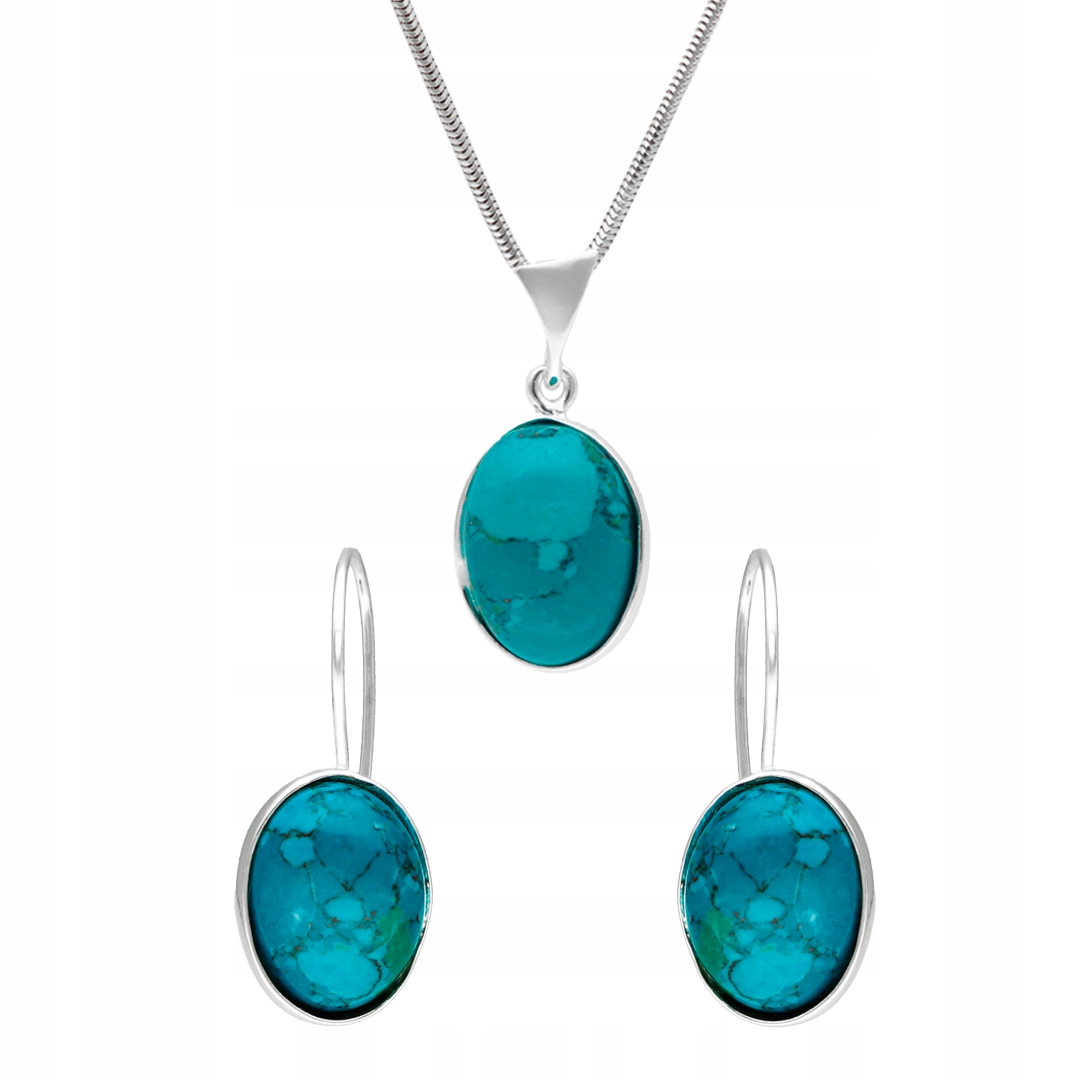 Oválný komplet s chryzokolou stříbro