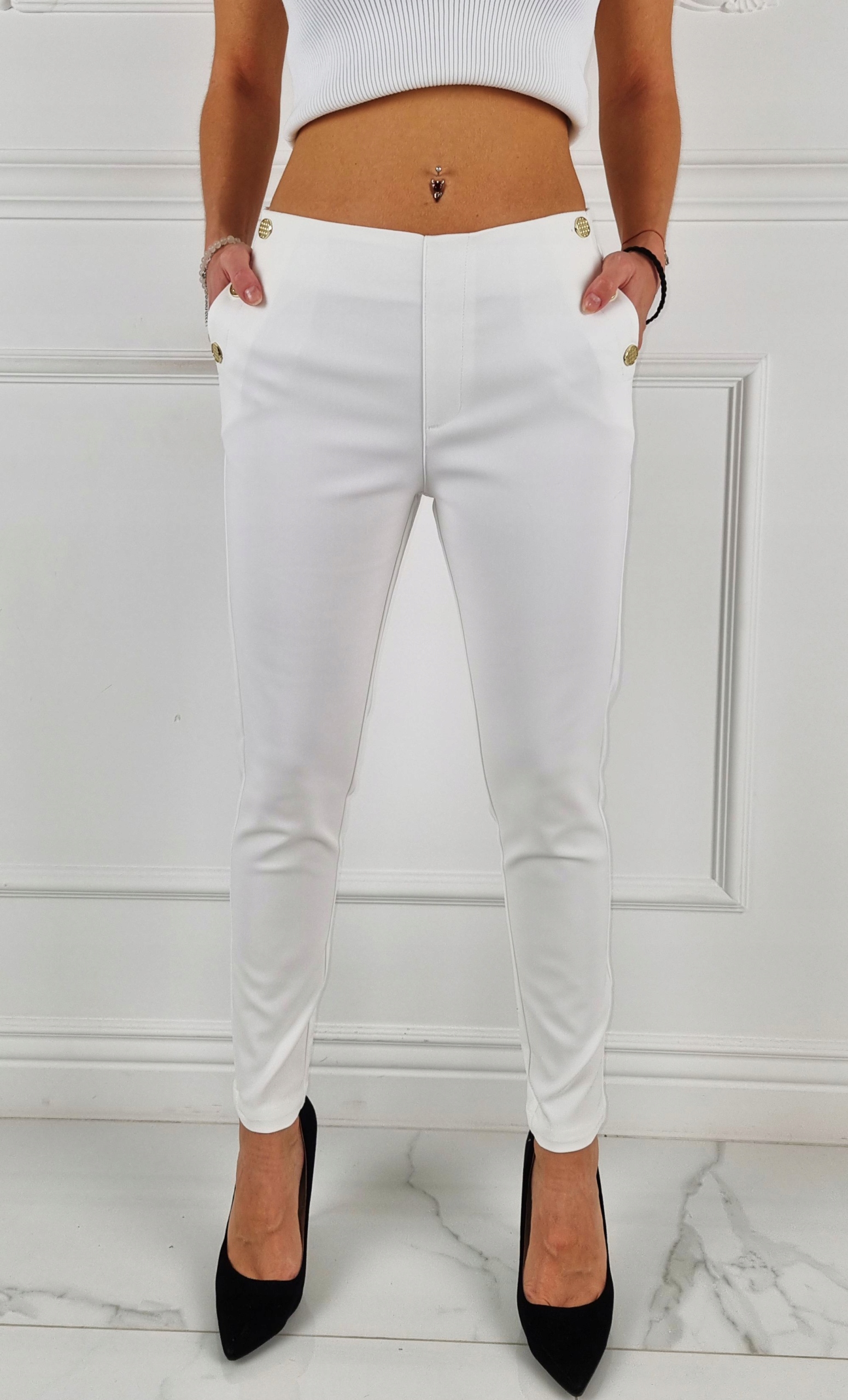 #ELEGANCKIE DAMSKIE SPODNIE - GUMKA 7/8 - FREESIA# Rozmiar 42