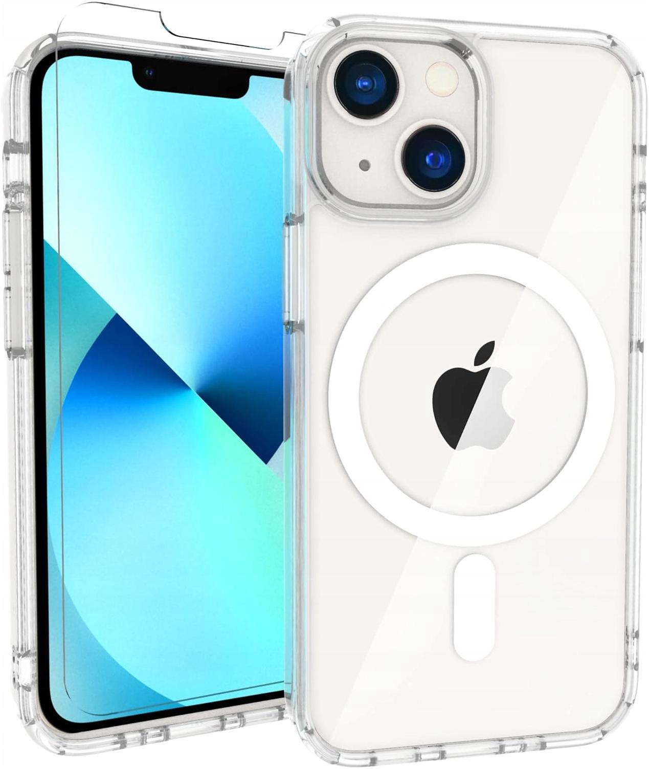 Etui Do iPhone 13 mini +Szkło 9H WZMACNIANE 360° do MAGSAFE CLEAR CASE