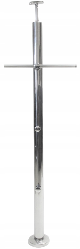 Průchozí Sloupek 42,4x960, 3 Držáky Trubek, Leštěný, Nerezový