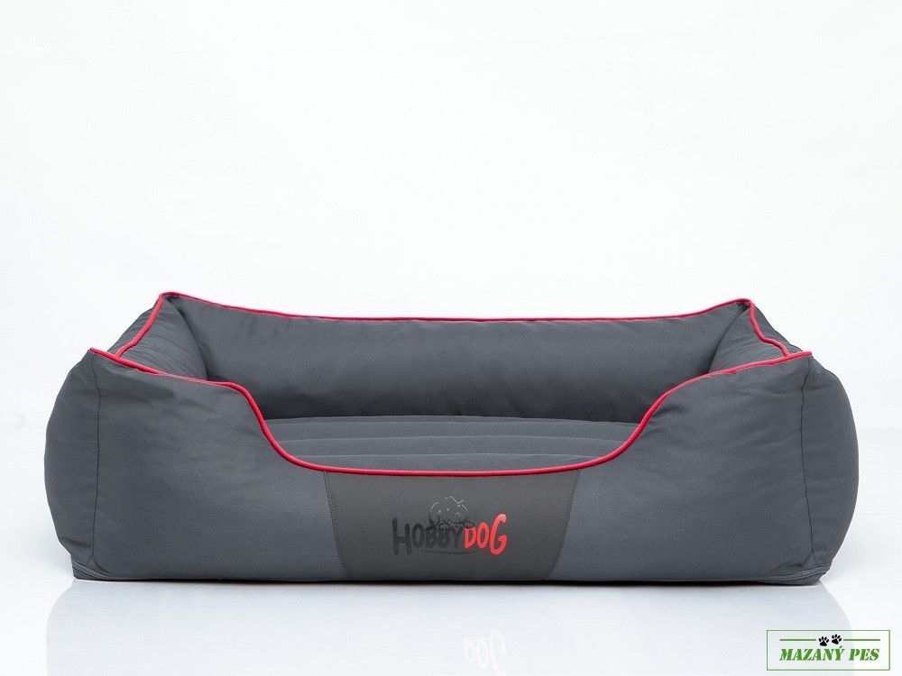 Levně Hobby Dog Pelíšek pro psa Comfort šedý s červeným lemem Velikost XL 85 x