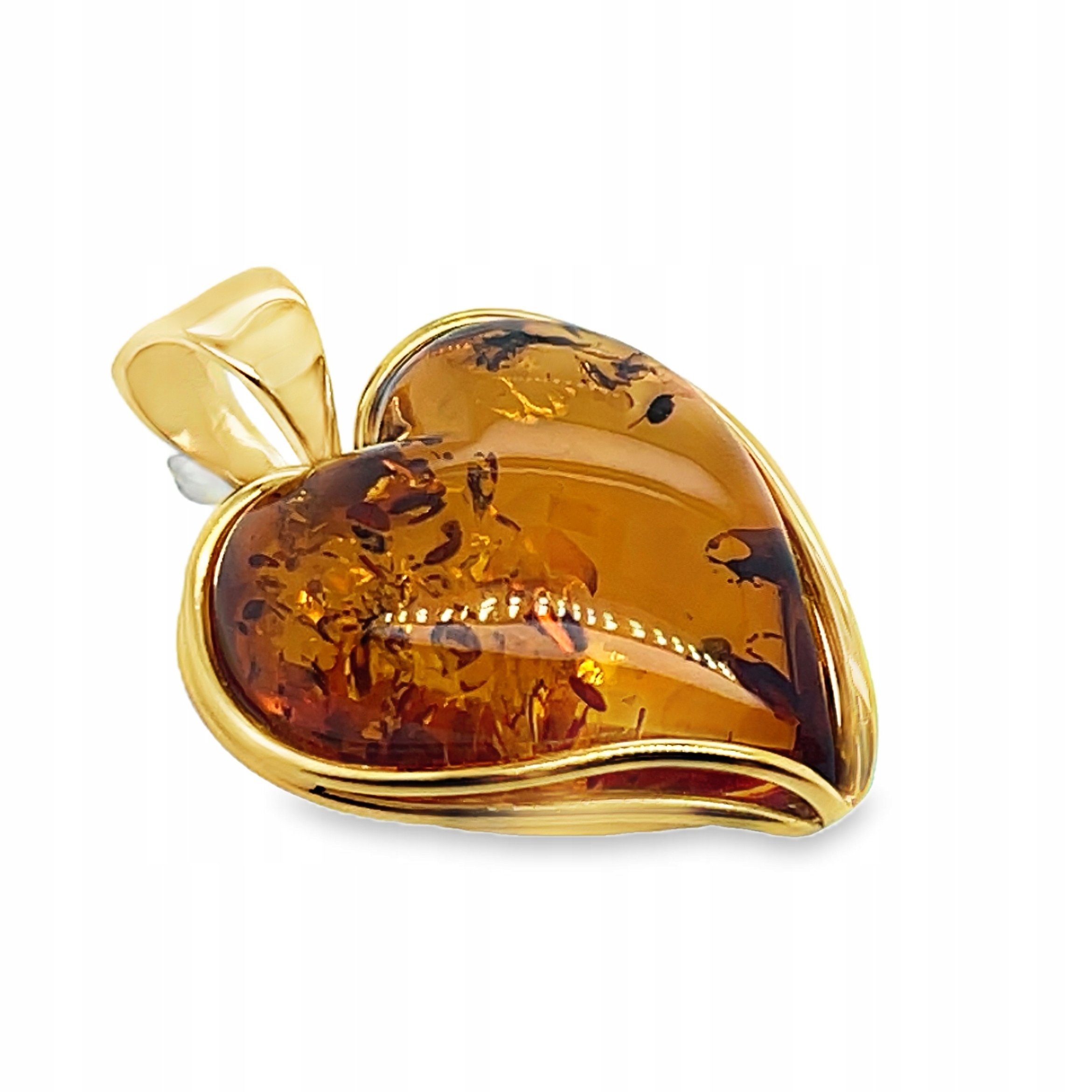 Stříbrný Pozlacený Přívěsek S Jantarem Srdce Stříbro Přívěsek Film