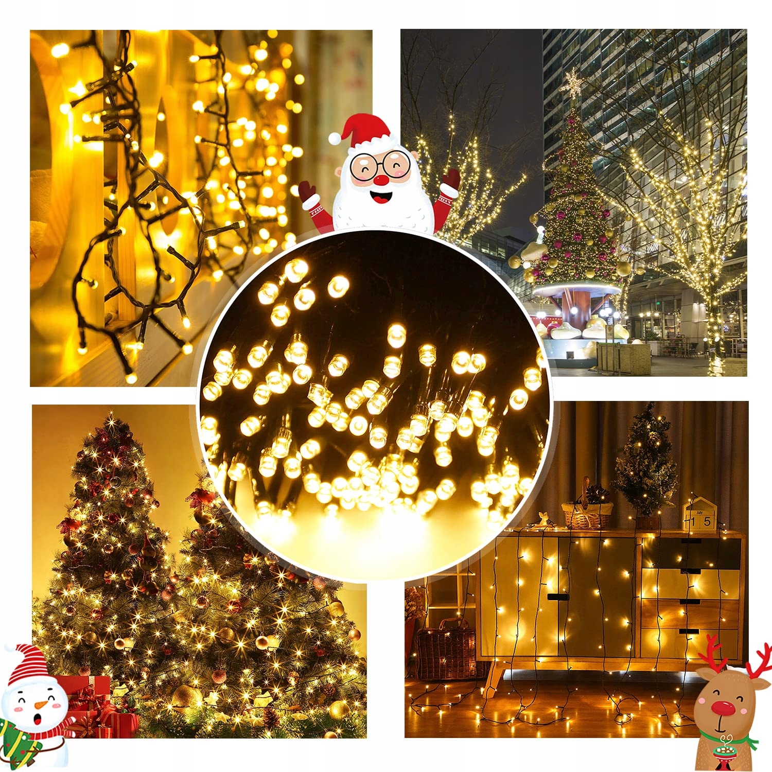 MEISION Kolorowe Lampki LED Bateria Timer 10m 100LED Ciepły Biały 2 Szt — miniatura 5