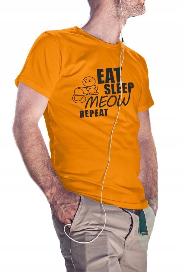 

Koszulka męska Eat Sleep Meow Repeat pomarańcz Xs