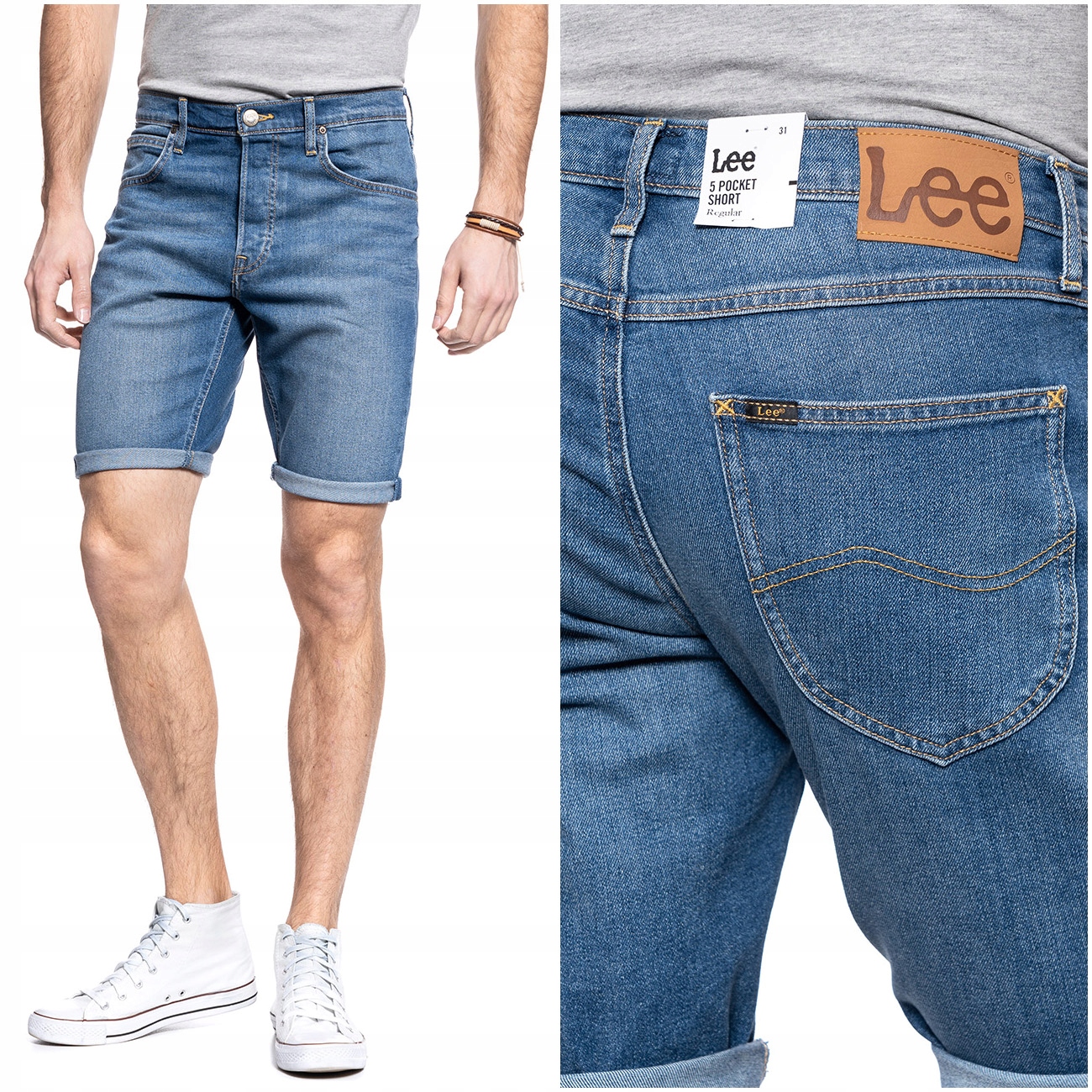 

Lee 5 Pocket Męskie Spodneki Szorty Jeansowe W33