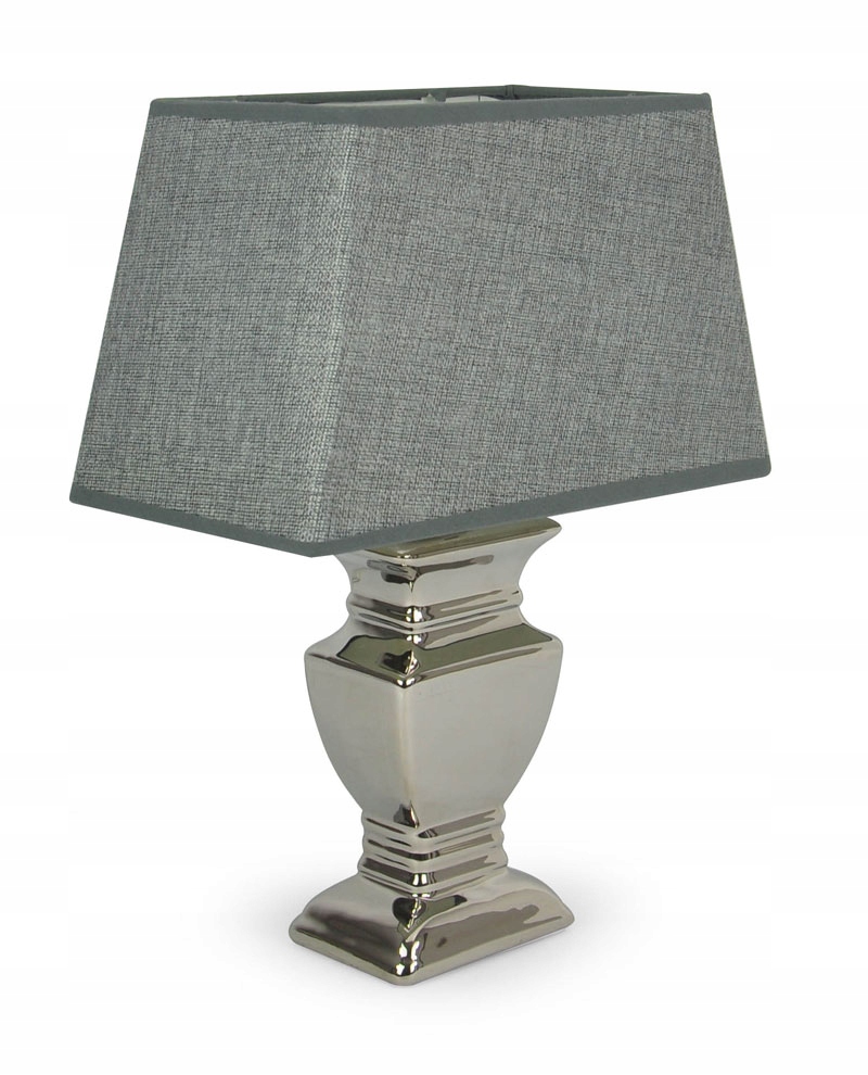 Lampa stojąca nowoczesna szara srebrna stołowa 35 cm modna do sypialni salo