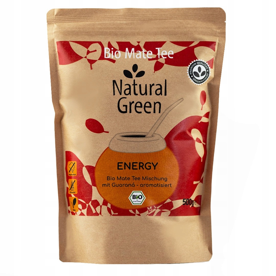 Organic Yerba Mate Natural Green Energy s guaranou 500g nekouřová