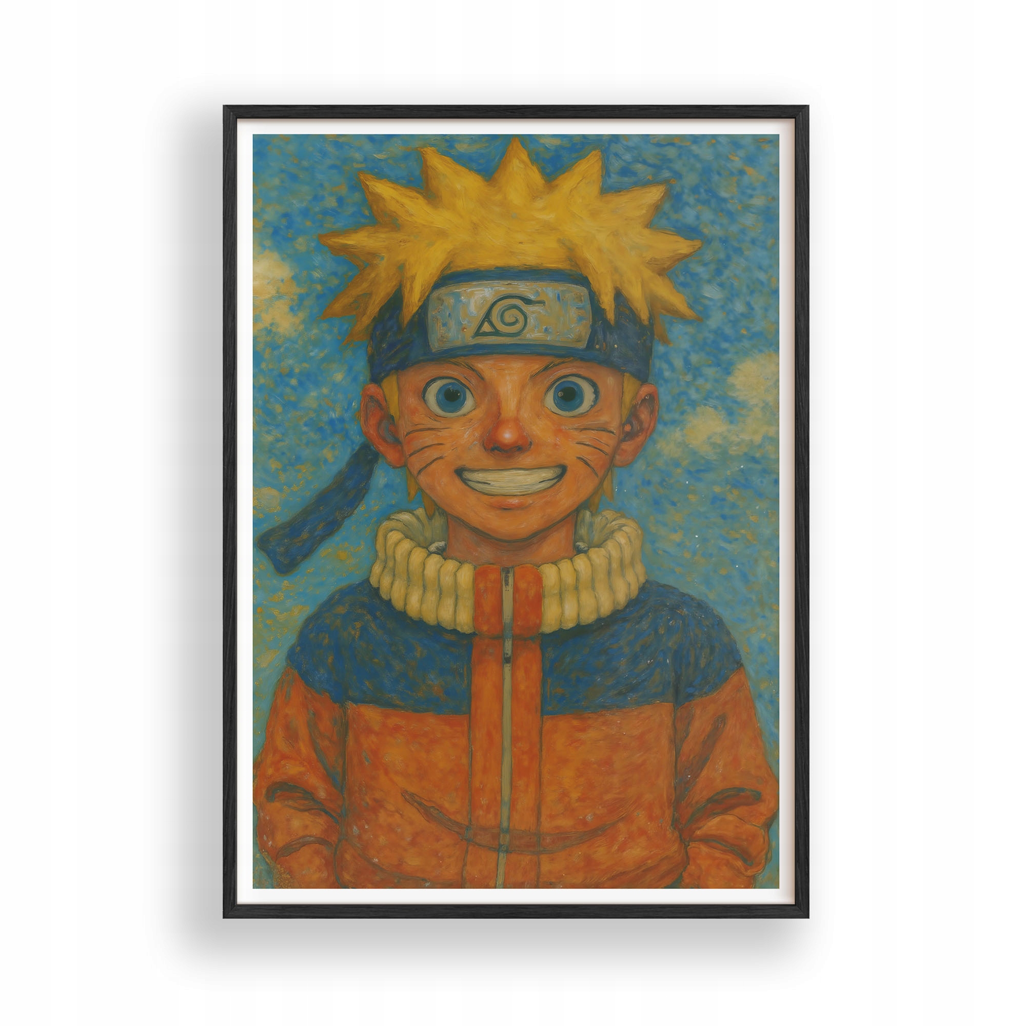Obraz Naruto Portrét Art Anime Plakát Rámeček Dřevěný Černý 30x42 cm