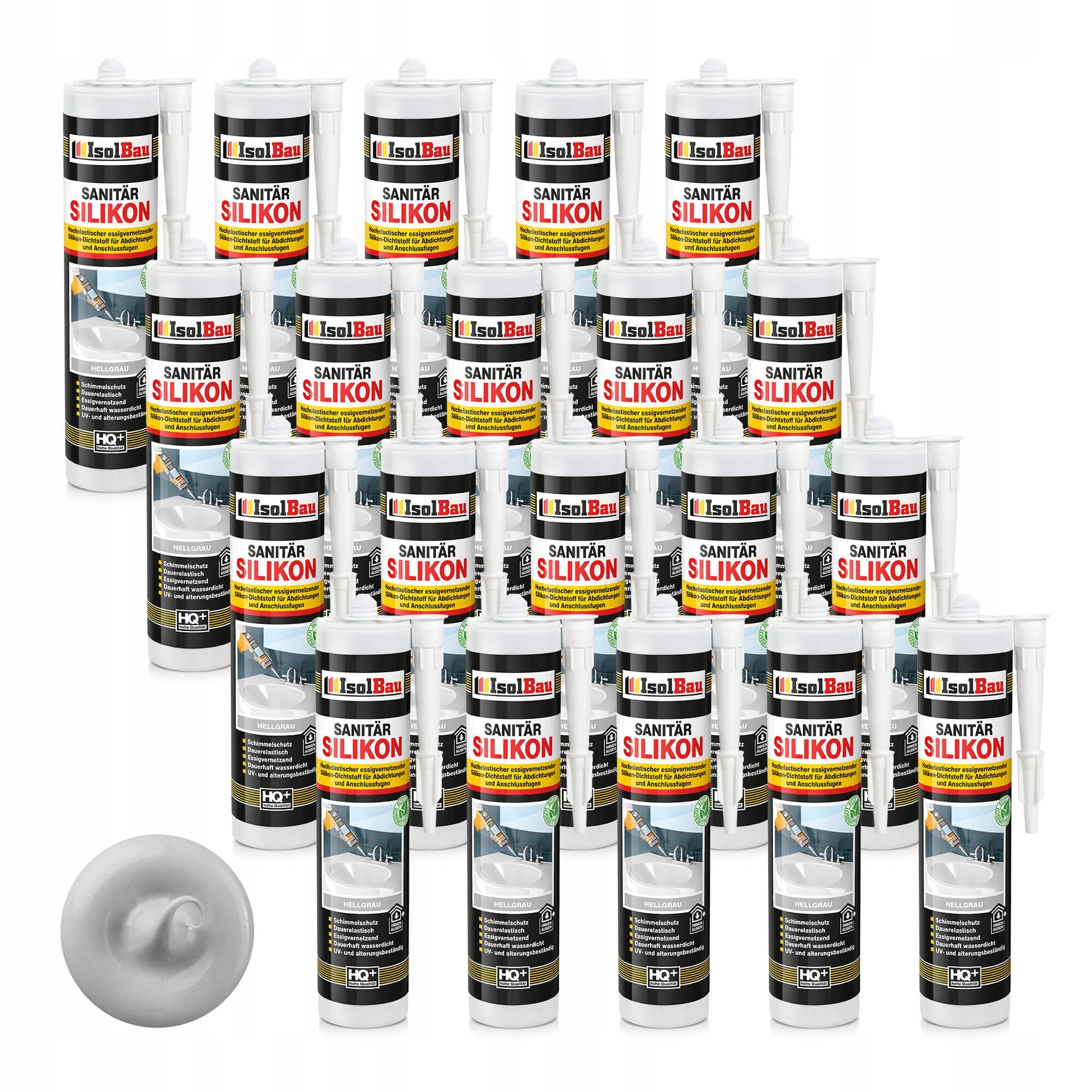 Sanitární silikon Světle šedý IsolBau 20 x 300 ml Odolný vůči plísním
