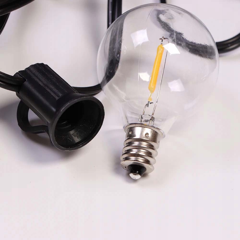 Girlanda Ogrodowa 20m Łańcuch Świetlny 60x Żarówek LED Zewnętrzna G40 230V Zasilanie sieciowe