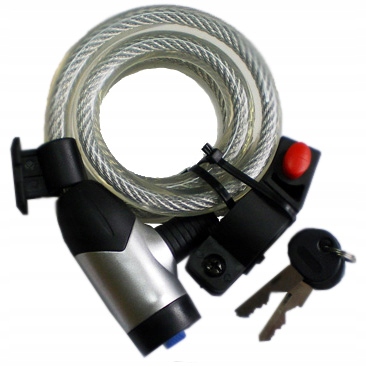 Zamek Rowerowy 2K HW225007/12mm-180cm Srebrny/czarny