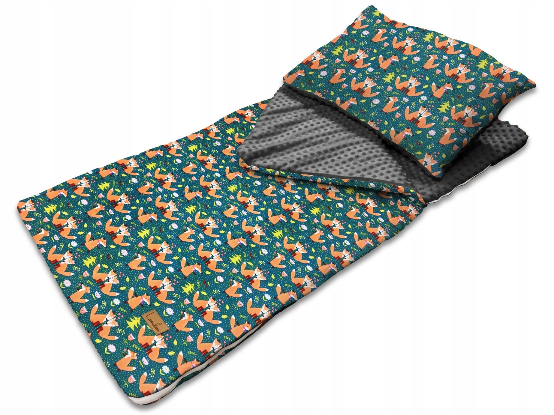 ŚPIWOREK PRZEDSZKOLE 140x75 LISKI MINKY GRAFITOWY