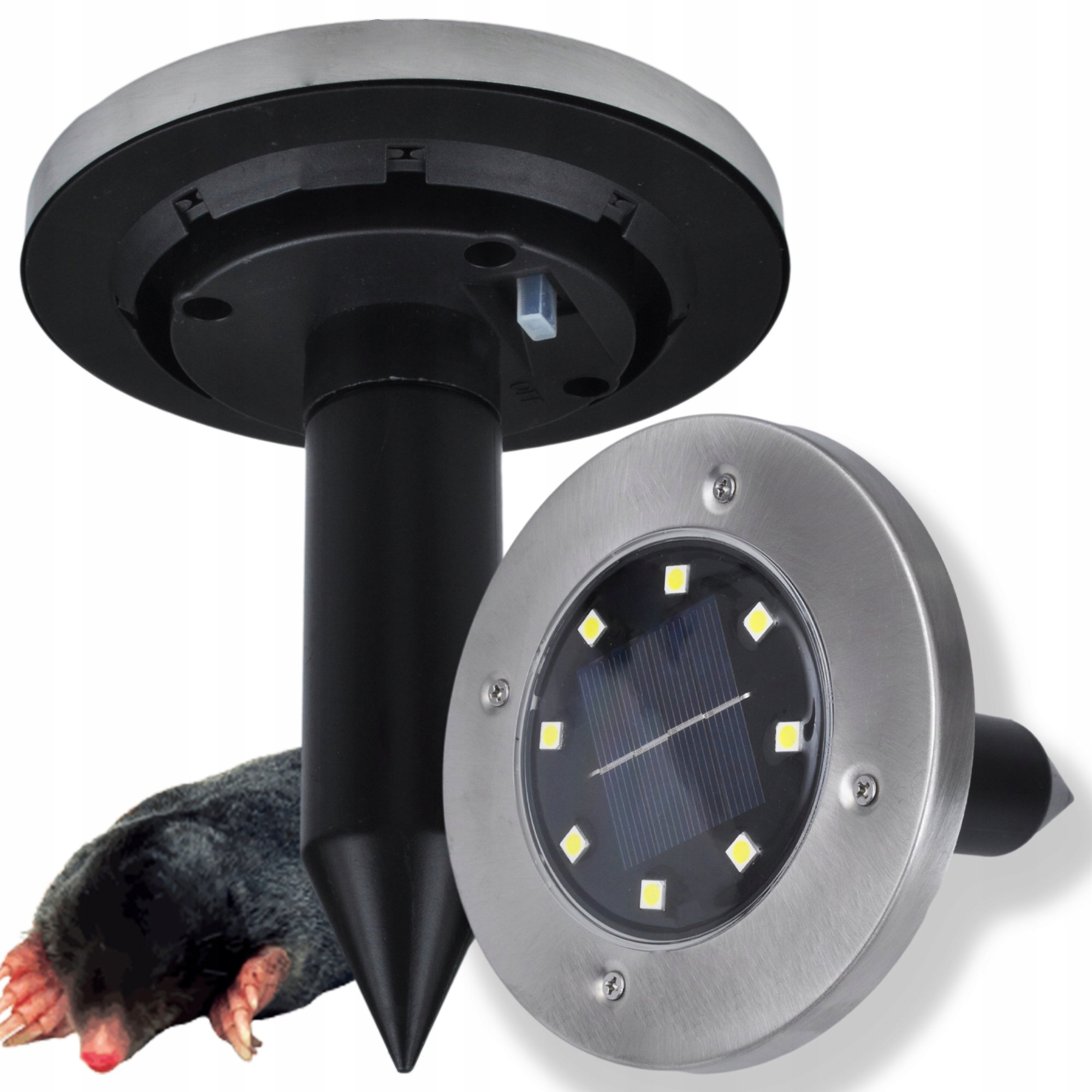 LAMPA SOLARNA Z ODSTRASZACZEM DO KRETÓW GRYZONIE ODSTRASZACZ 2w1