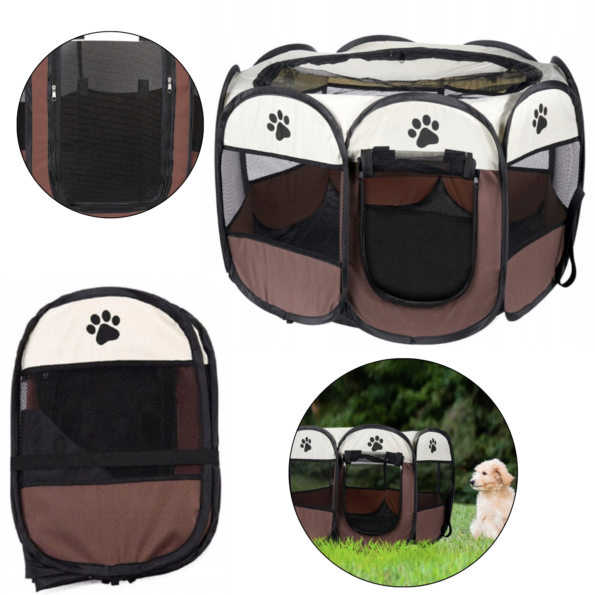 Levně Kotec Pelíšek pro psa kočku Skládací Přepravka Látkový 74x74x43 Bronz