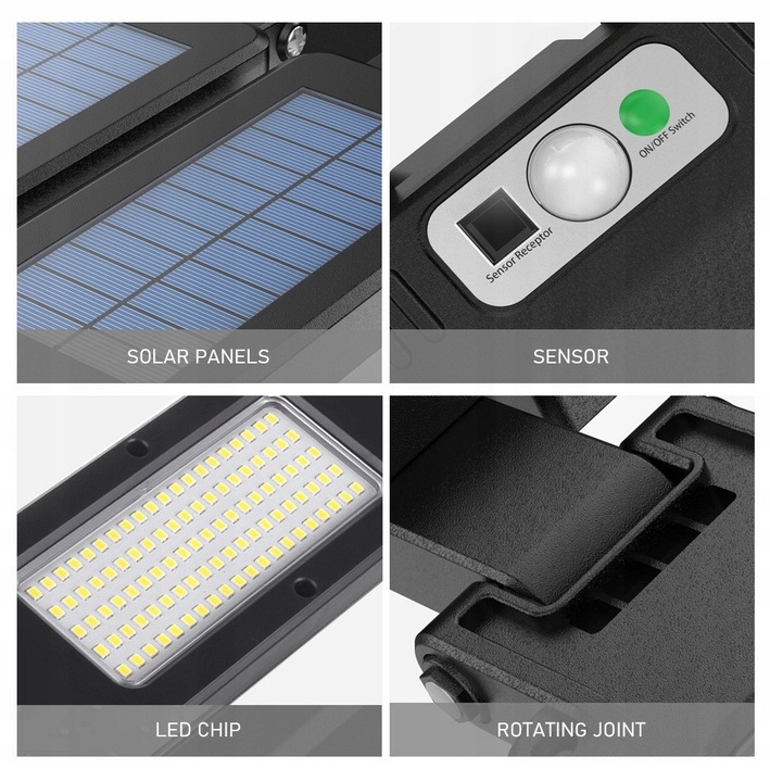 PODWÓJNA LAMPA SOLARNA LED Z CZUJNIKIEM RUCHU IP54 Marka Maclean