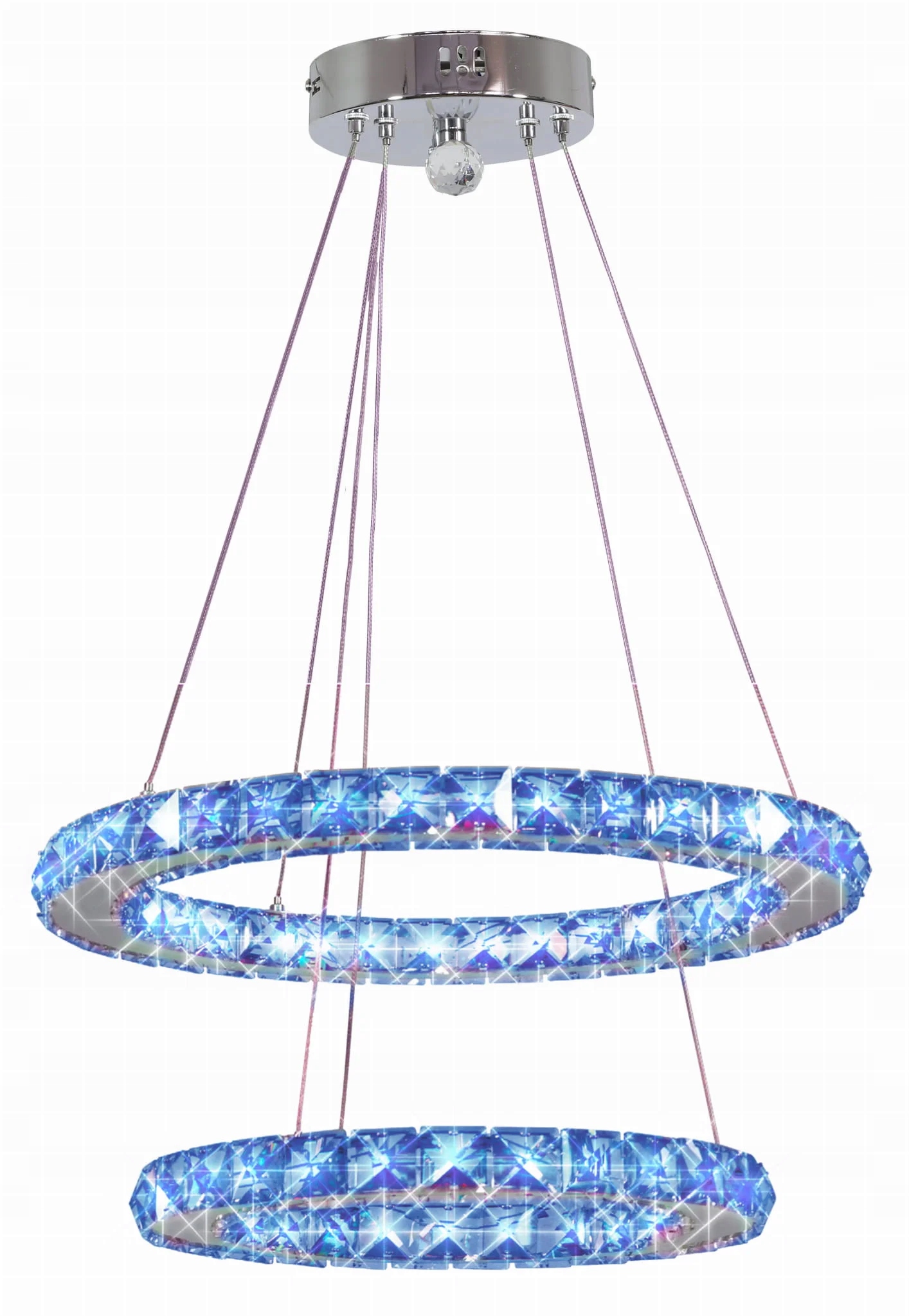 Dvojitý okrúhly Led krištáľový luster Rgb s glamour diaľkovým ovládaním Candellux