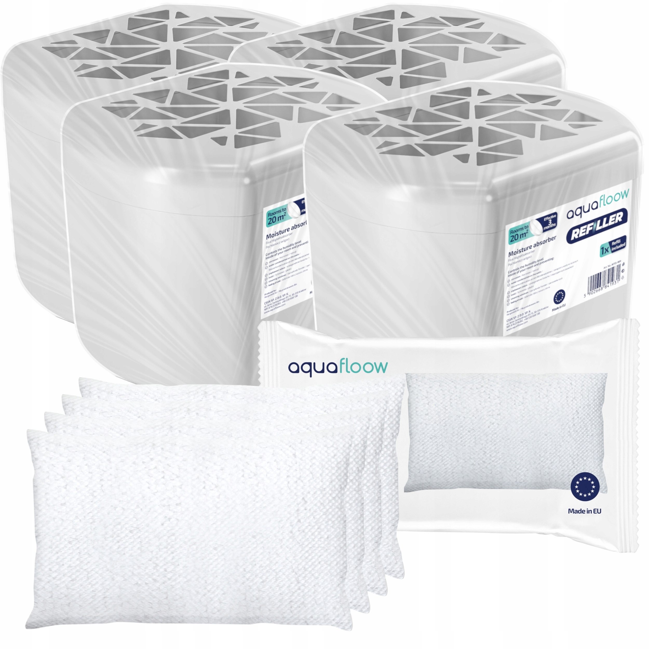 4 POCHAŁNIACZE WILGOCI Z 4 WKŁADAMI 250g OSUSZACZ