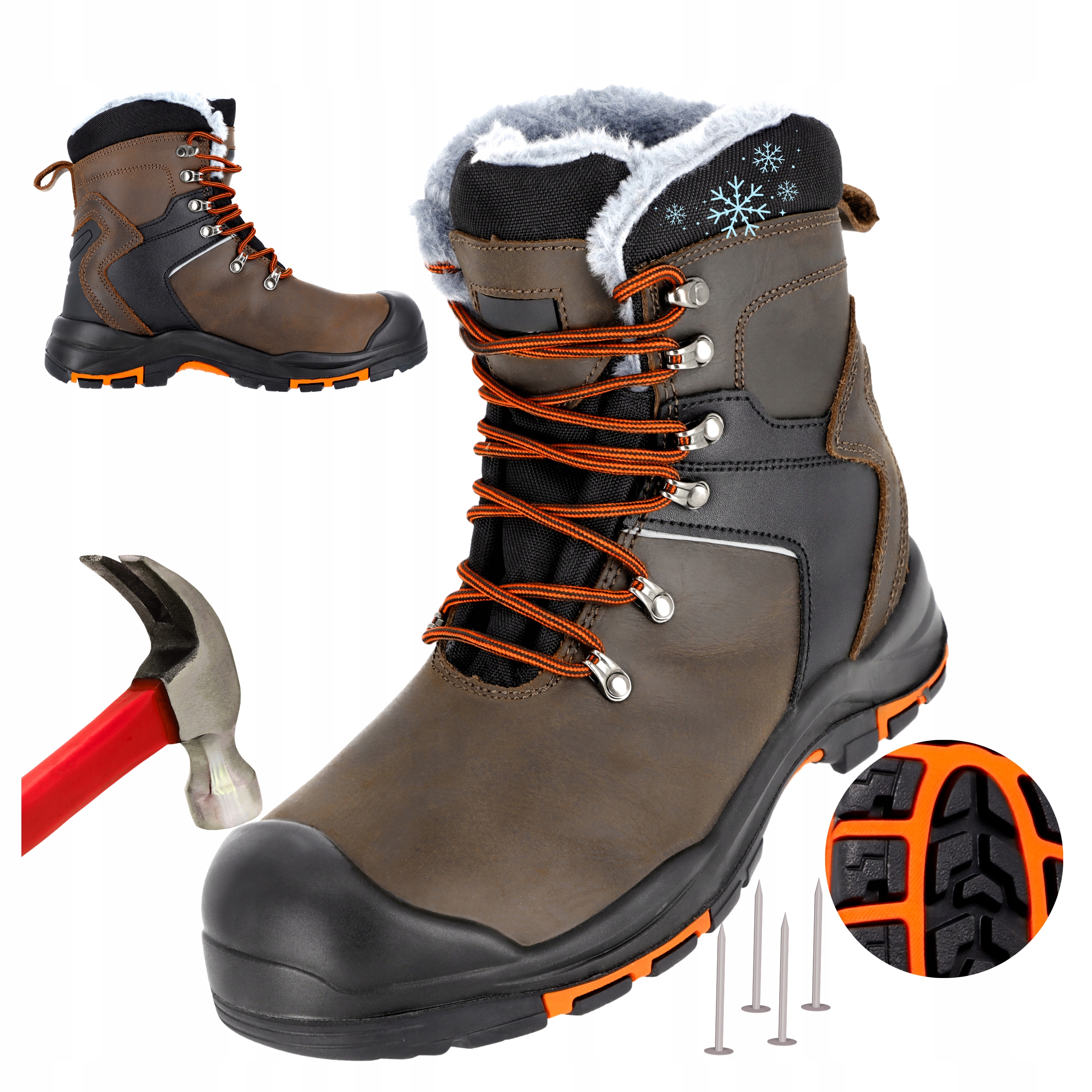 Vysoké pracovní boty Zimní Zateplené S3L kožené Voděodolné s špičkou 40