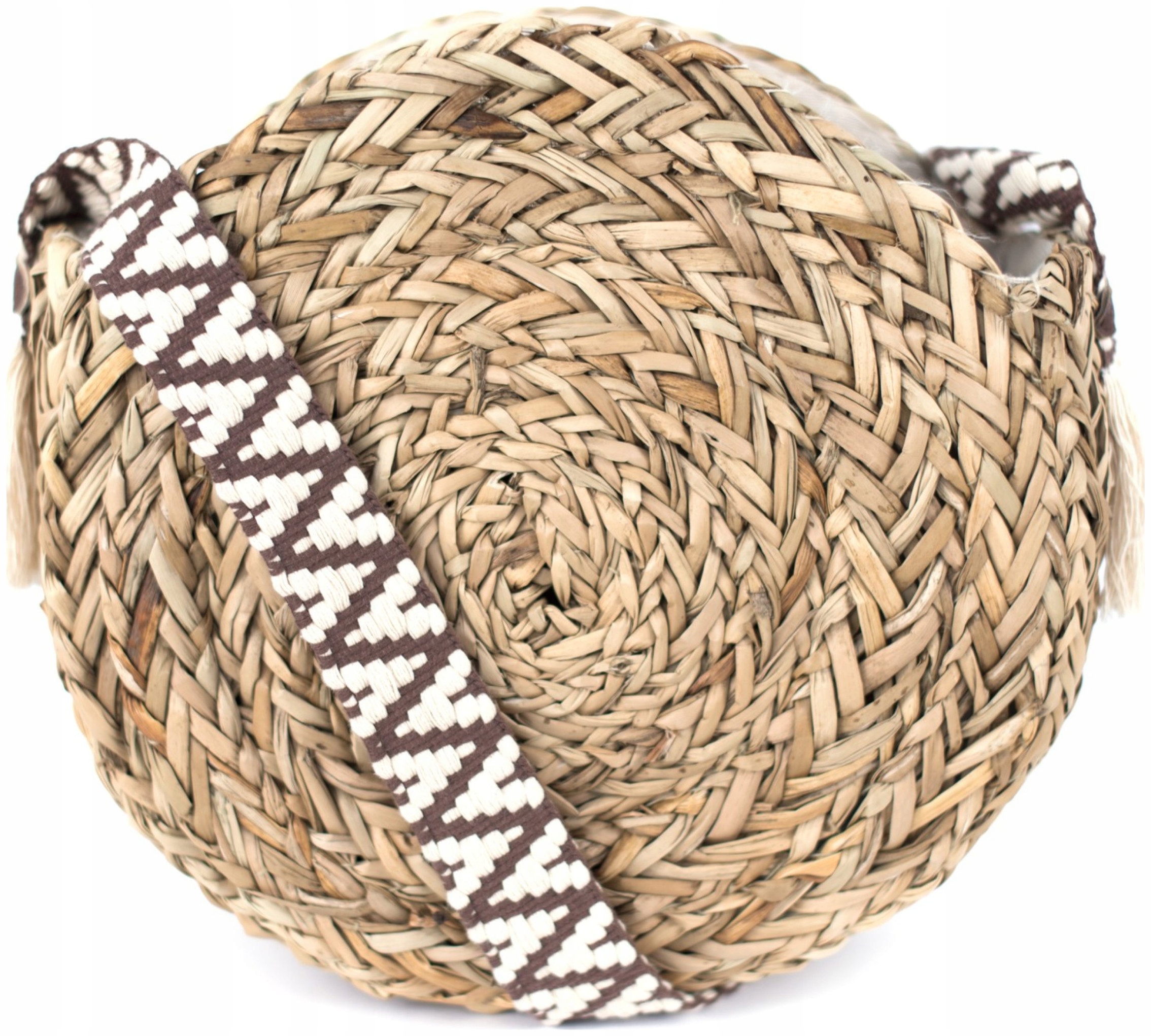 Pletená kabelka Artemis přírodní boho na léto, kulatá, světle béžová