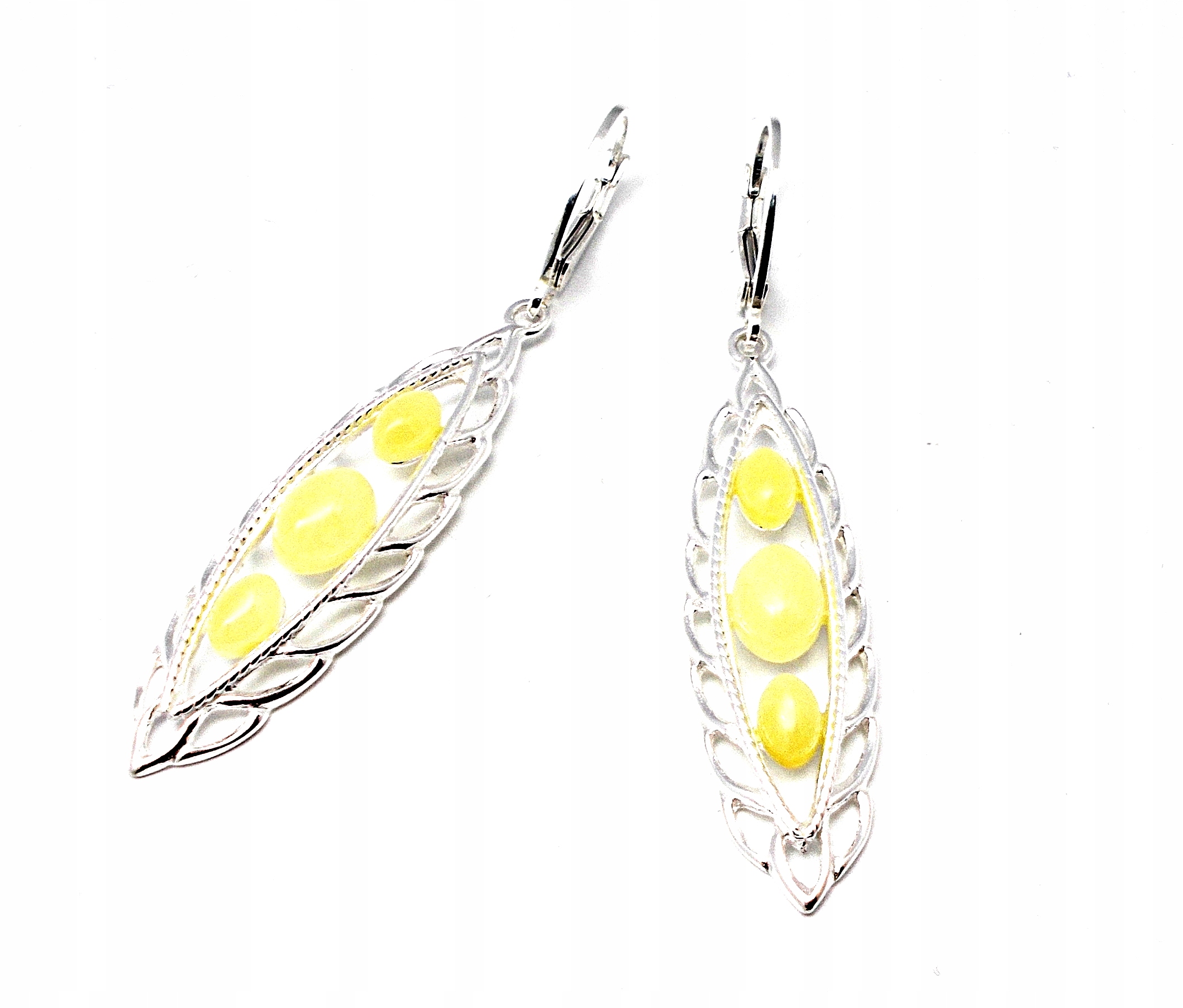 Stříbrné Náušnice S Jantarem