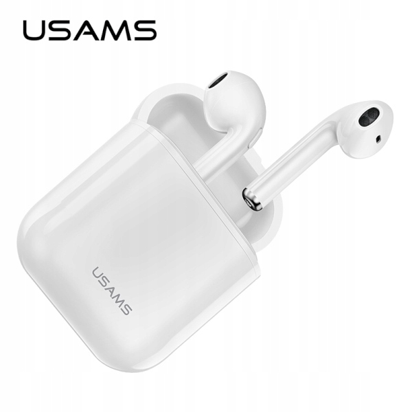 Usams Bluetooth 5.0 Tws Słuchawki Bezprzewodowe LUseries Białe