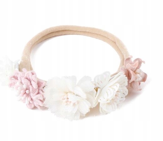 OPASKA na głowę dla niemowląt chrzest roczek DLA DZIEWCZYNKI