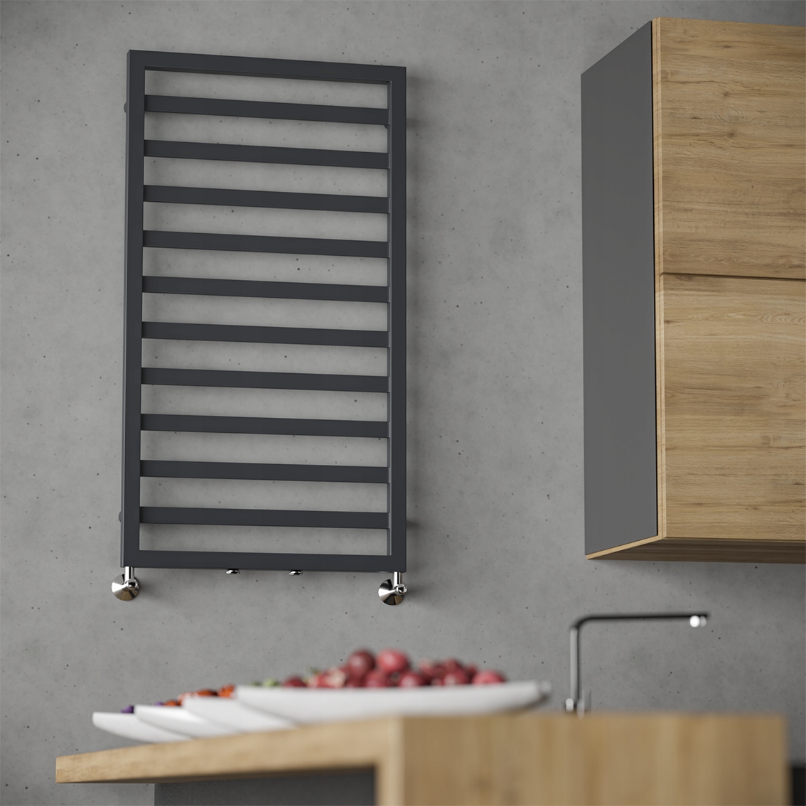 STYLUS 100 GRZEJNIK ŁAZIENKOWY 980/530 CZARNY MAT Wysokość 980 mm