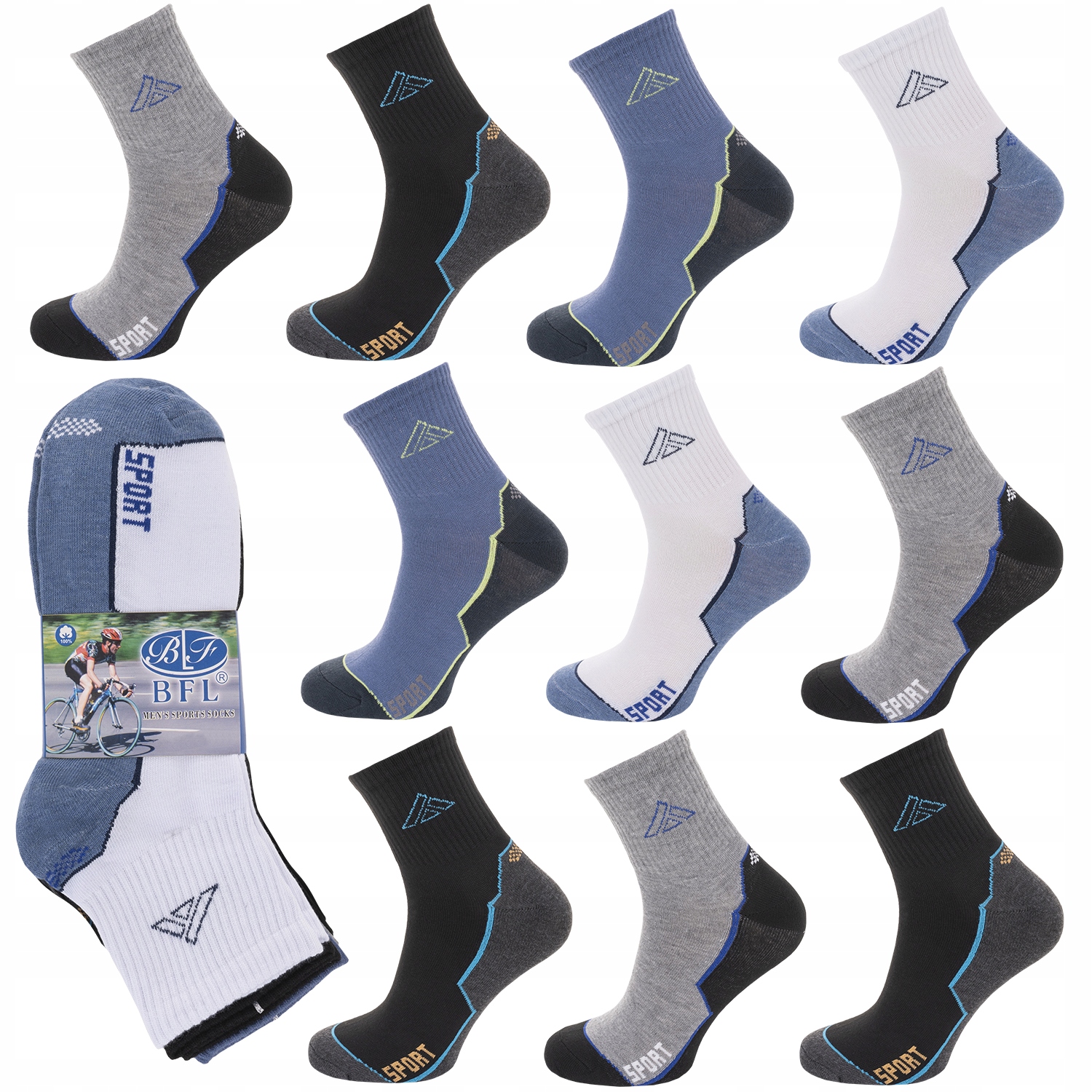 

10x Skarpety Bawełniane Sportowe różne 43-46